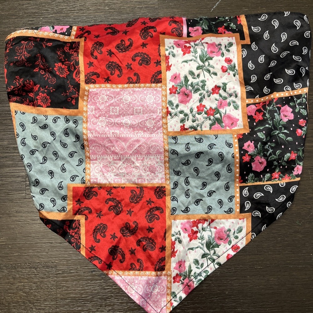 J for Justify Crop Top Womens S Multicolor Patchwork Paisley Floral Bandana Boho